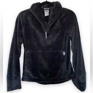 The North Face Mossbud Black Sweater Fleece Quarter Zip X Small XS EUC